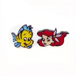 Ariel and Flounder Stud Earrings